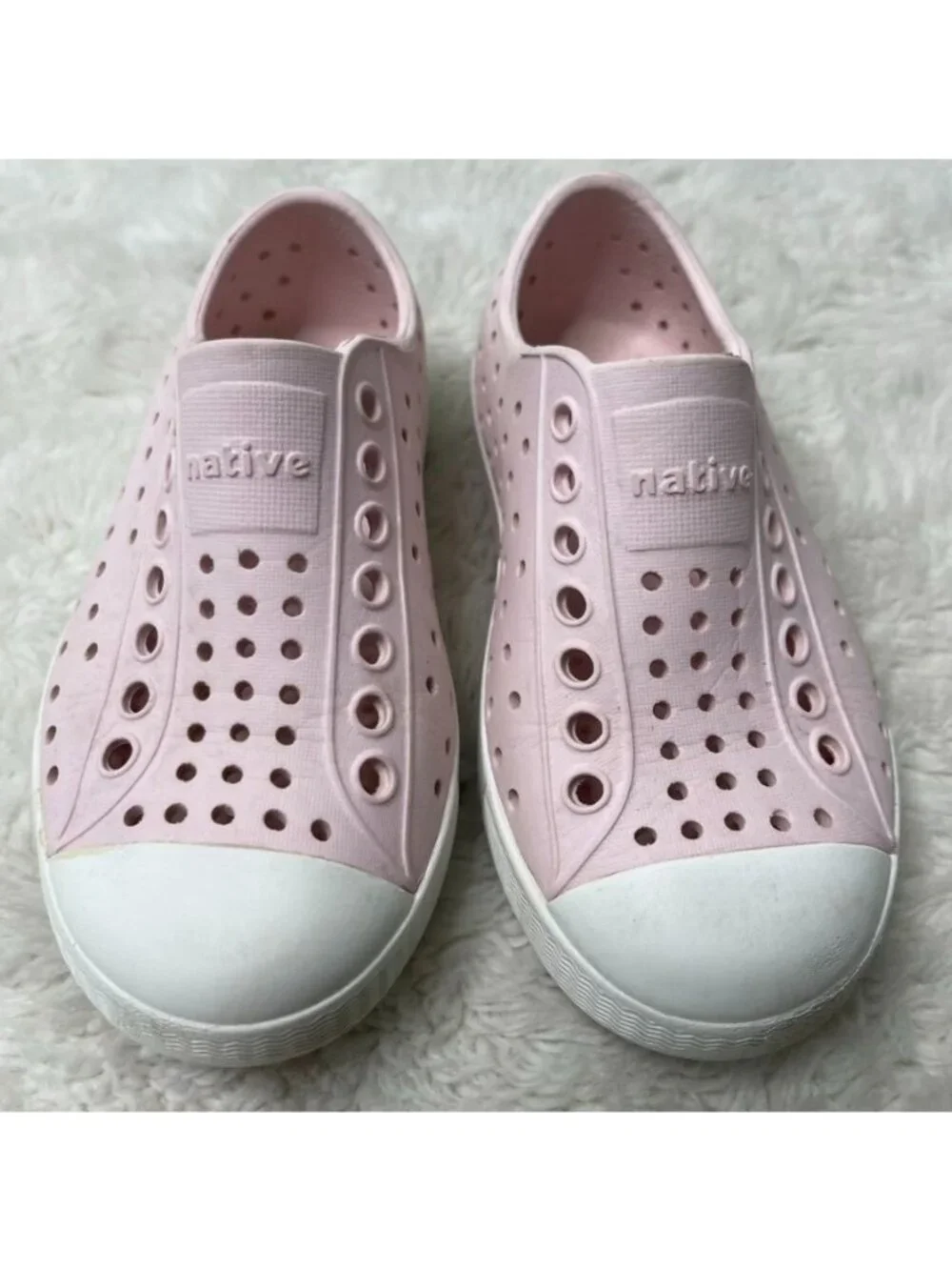 Native Jefferson Shoes Kids Size 9 Pink Slip On Perforated Water Sneakers Toddle